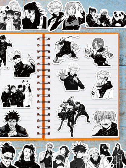 50/100PCS anime Jujutsu Kaisen stickers black and white style graffiti stickers DIY car phone laptop skateboard guitar stickers