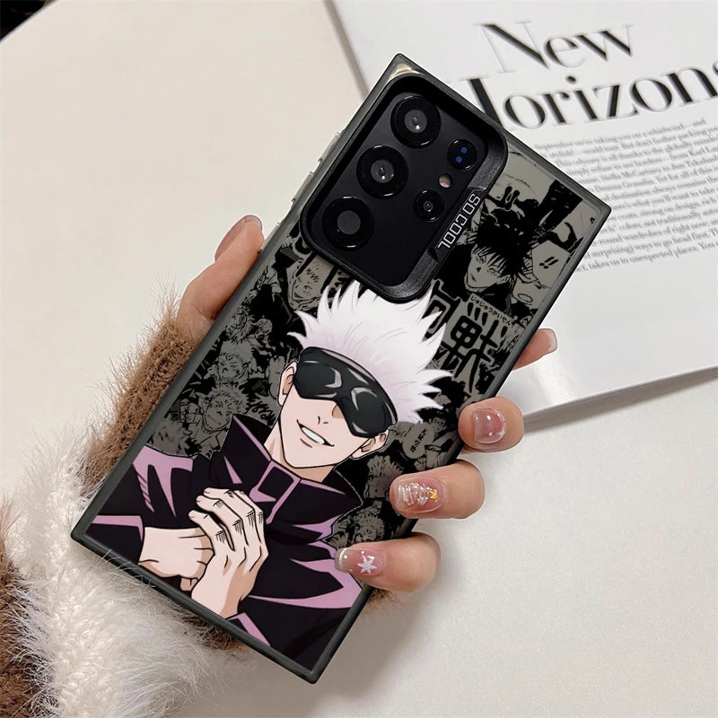 Coque de téléphone Anime Jujutsu Kaisen pour Samsung Galaxy S24 S23 S22 S21 S20 Note 20 Ultra Plus FE 5G Cartoon Coloré Argent Dos