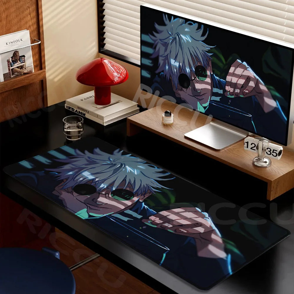 Large Gaming Mouse Pad J-ujutsu Kaisen Gojo Satoru Mouse pad LockEdge Thickened Computer Keyboard Desk Mat Rubber Anti slip Mats