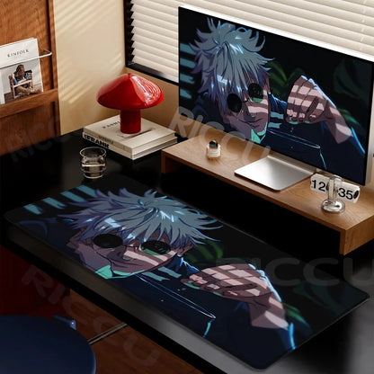 Large Gaming Mouse Pad J-ujutsu Kaisen Gojo Satoru Mouse pad LockEdge Thickened Computer Keyboard Desk Mat Rubber Anti slip Mats