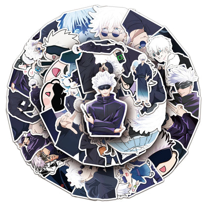 Lot de 10/50 autocollants Jujutsu Kaisen, dessin animé, étanche, pour ordinateur portable, téléphone, guitare, skateboard, enfants, cool, dessin animé, Satoru Gojo, jouets