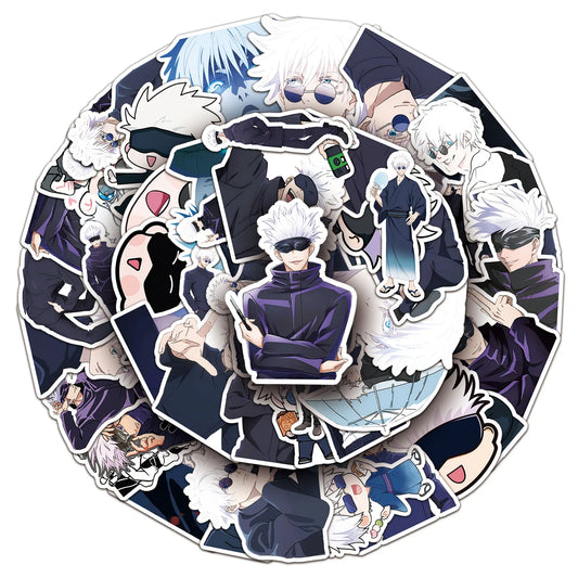 Lot de 10/50 autocollants Jujutsu Kaisen, dessin animé, étanche, pour ordinateur portable, téléphone, guitare, skateboard, enfants, cool, dessin animé, Satoru Gojo, jouets