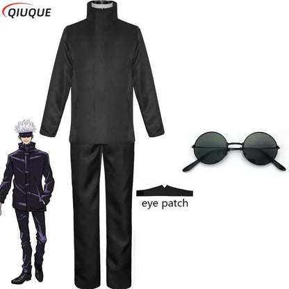 Gojo Satoru Cosplay Costume 110-3XL Black / Blue Eye Patch Wigs Glasses Anime Halloween Party Men Kids Uniforms - Jujutsu Kaisen Merch - Free Shipping Buy Now