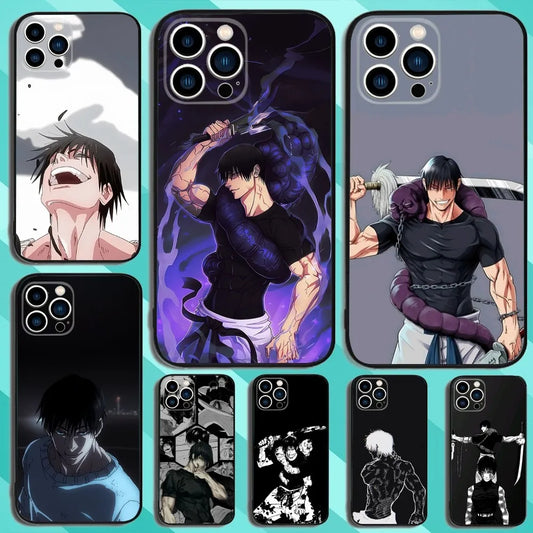 伏黒刀二 J-柔術 電話ケース iPhone 15、14、13、12、11、Plus、Pro Max、XS、X、XR、SE、Mini、8、7 用 ソフトシリコン ブラックカバー