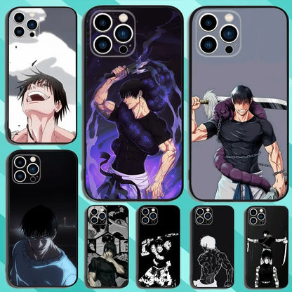 Coque de téléphone Jujutsu Kaizen Toji Fushiguro pour iPhone 15, 14, 13, 12, 11, Plus, Pro Max, XS, X, XR, SE, Mini, 8, 7, en silicone souple, noire