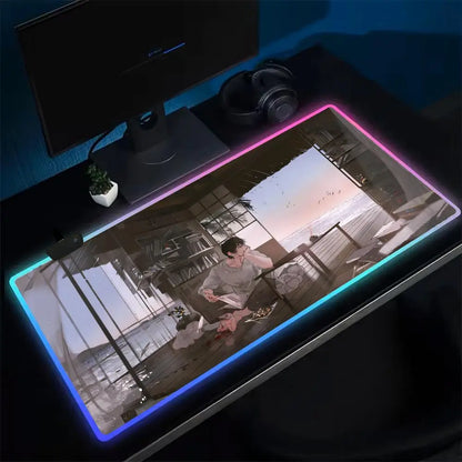 Fushiguro Toji Jujutsu Kaisen Mouse Pad RGB Extra Large Mouse Pad for Gaming, Smooth Surface, Non-Slip, Customizable Lights