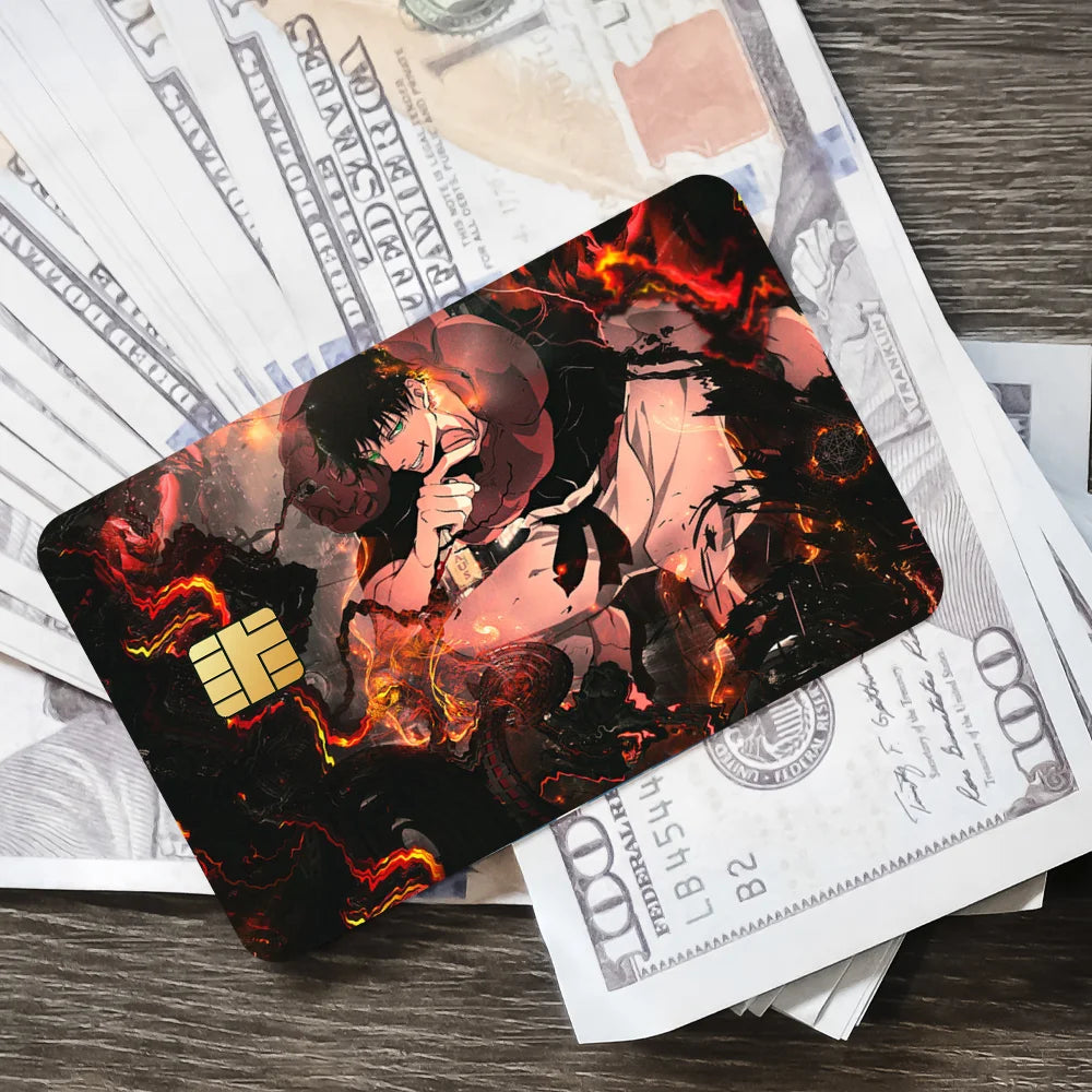 Kaisen Toji For Film Skin Cover Credit Card Stickers 4PCS Debit Anime J-Jujutsu Front Decoration Bank Bus Pass Waterproof
