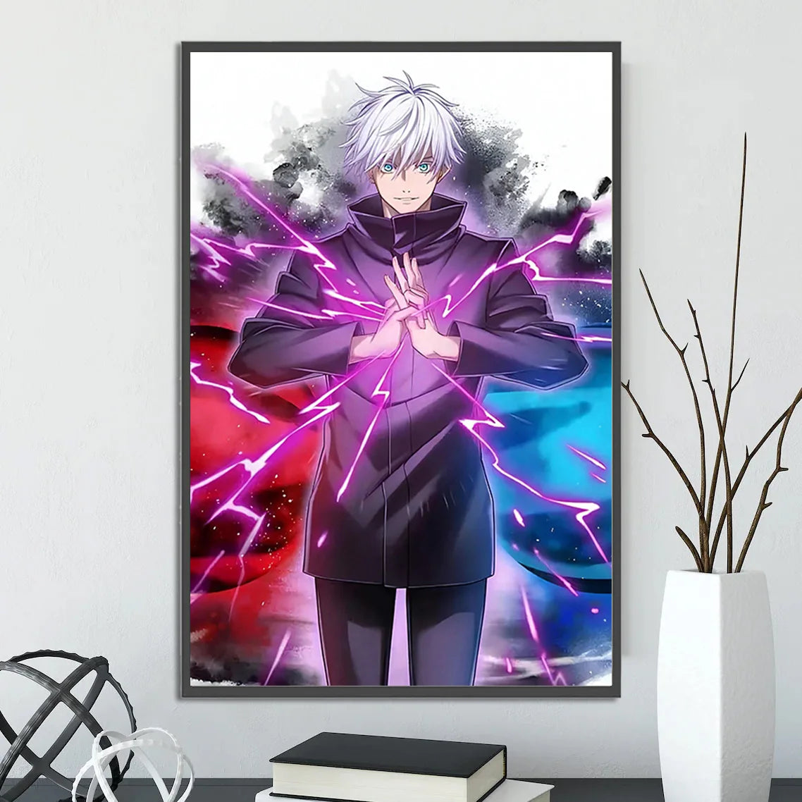J-Jujutsu Gojo Satoru Self-adhesive Poster Anime Wallpaper Figures Home Decoration Painting Wall Art Bedroom Cartoons Decor