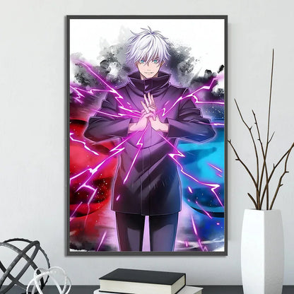 J-Jujutsu Gojo Satoru Self-adhesive Poster Anime Wallpaper Figures Home Decoration Painting Wall Art Bedroom Cartoons Decor