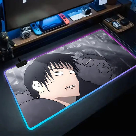 Fushiguro Toji Jujutsu Kaisen Mouse Pad RGB Extra Large Mouse Pad for Gaming, Smooth Surface, Non-Slip, Customizable Lights