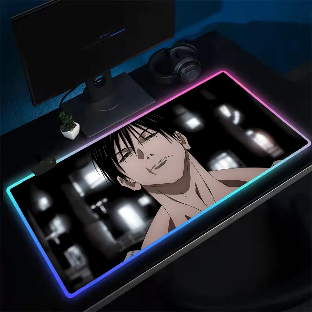 Fushiguro Toji Jujutsu Kaisen Mouse Pad RGB Extra Large Mouse Pad for Gaming, Smooth Surface, Non-Slip, Customizable Lights