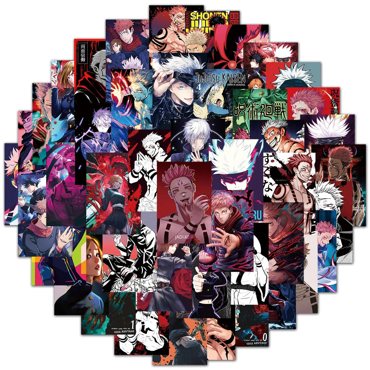 50Pcs Anime Jujutsu Kaisen Poster Stickers DIY Stickers Scrapbooking Phone Luggage Skateboard Waterproof Graffiti Decals