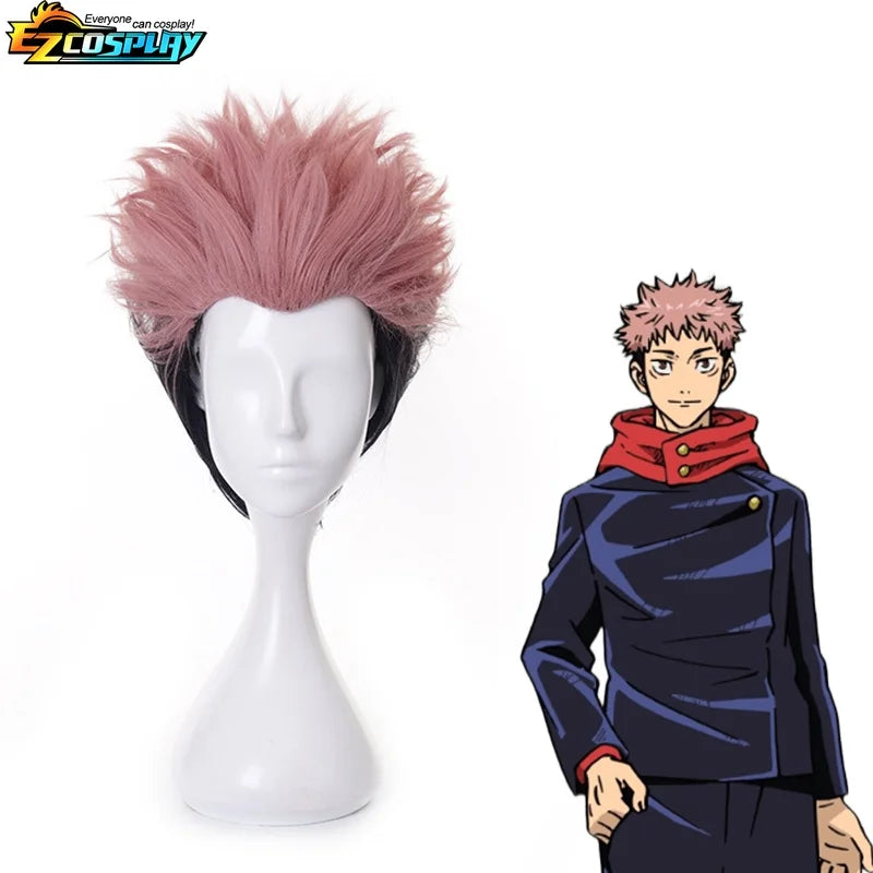 Itadori Yuji Cosplay Anime Jujutsu Kaisen Itadori Yuji Cosplay Costume Wig Jacket Pants Uniform Wig Suit Halloween Costumes - Jujutsu Kaisen Merch - Free Shipping Buy Now