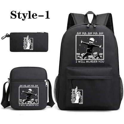 Sac à dos mignon à motif Anime Satoru Gojo Nouveau sac à dos Anime Satoru Gojo 3 pièces Sac à bandoulière Sac à stylos Sac à dos Satoru Gojo
