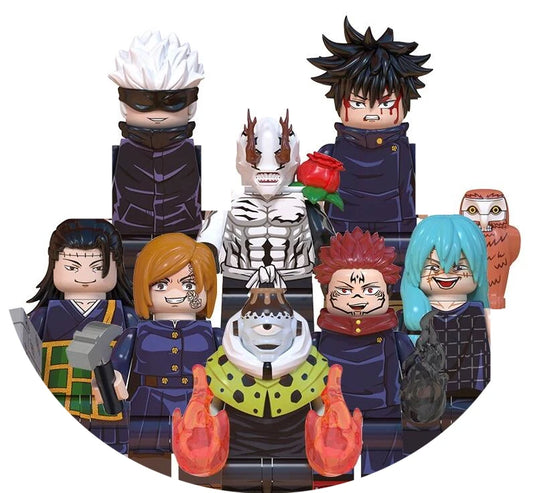 8 ピース/セット呪術廻戦いたどりゆうじ伏黒恵アニメミニマンブロックフィギュア