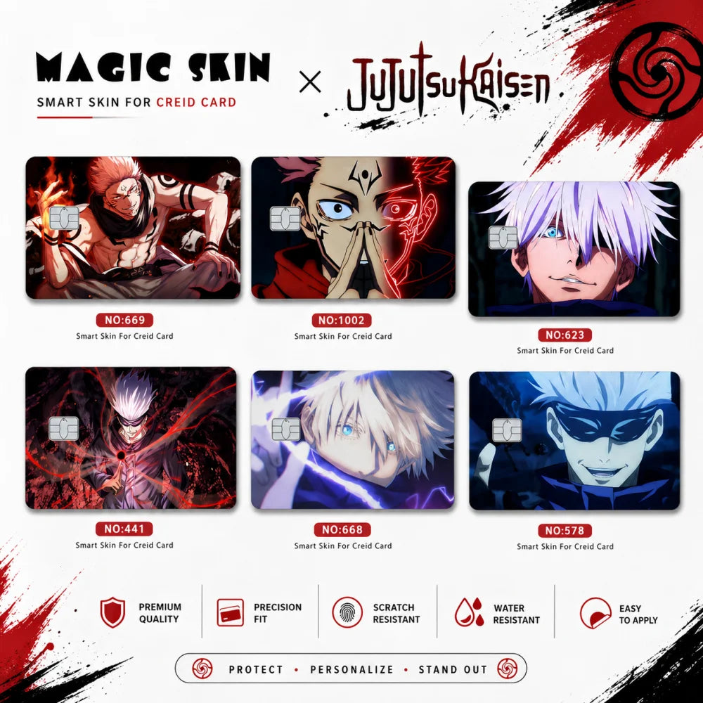 Jujutsu Kaisen Series Anime Bank Credit Cards Stickers Satoru Gojo Ryomen Sukuna Decoration Waterproof Scratch Resistant Sticker