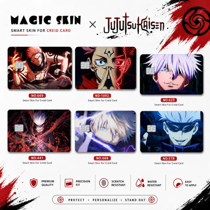 Jujutsu Kaisen Series Anime Bank Credit Cards Stickers Satoru Gojo Ryomen Sukuna Decoration Waterproof Scratch Resistant Sticker