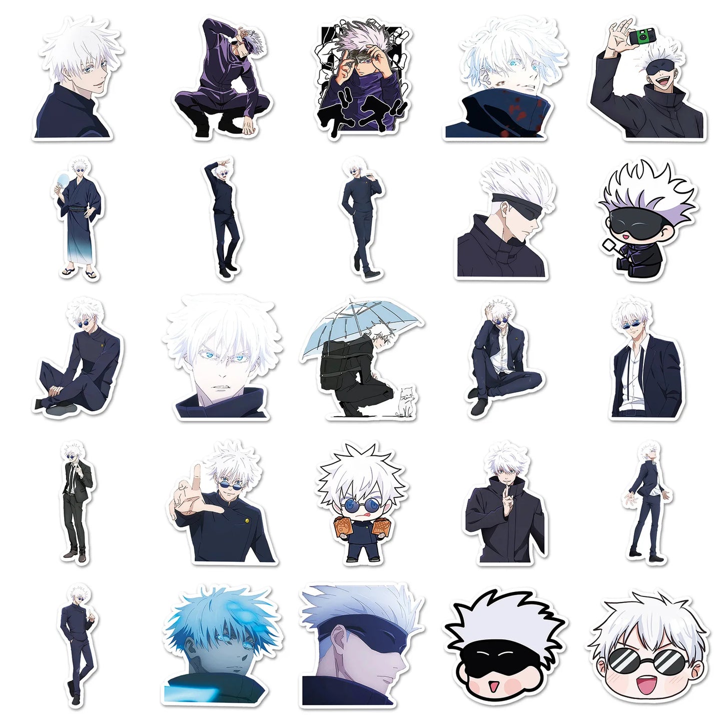 Lot de 10/50 autocollants Jujutsu Kaisen, dessin animé, étanche, pour ordinateur portable, téléphone, guitare, skateboard, enfants, cool, dessin animé, Satoru Gojo, jouets