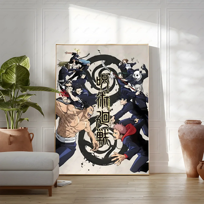 Poster Sticky Wall Art J-Jujutsu K-Kaisen Anime Printing Waterproof Home Living Bed Room Bar Aesthetic Decor