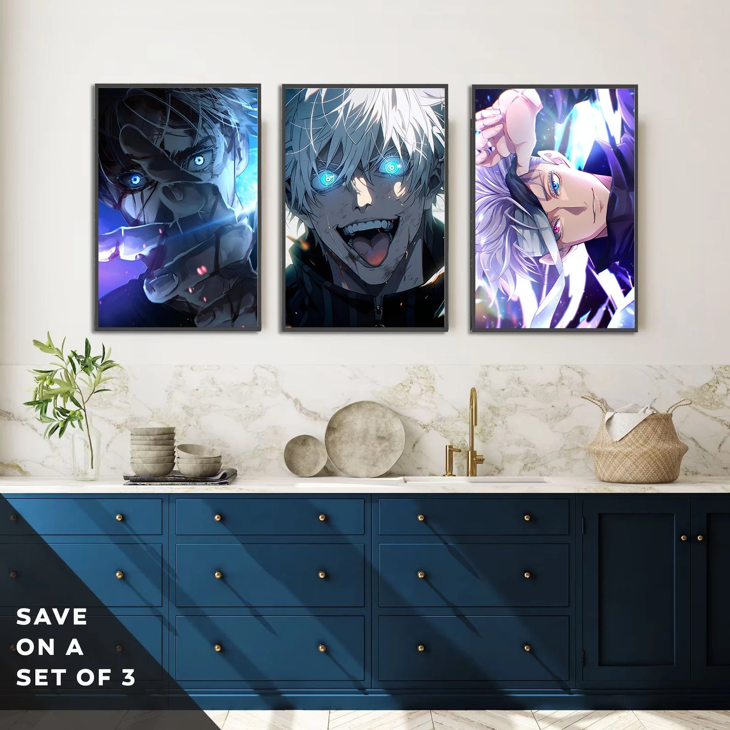 Jujutsu Kaisen Self-adhesive Poster Home Decoration Anime Figures Painting Wall Art Bedroom Cartoons Decor Gojo Satoru Wallpaper