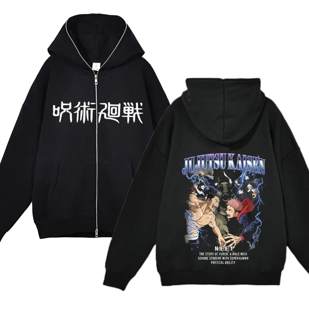 Anime Gojo Satoru Sweatshirts Jujutsu Kaisen Zipper Jackets Gojo Hoodies Thin Fleece Hoodie Zip Up Y2k Hoodies Anime Sweaters - Jujutsu Kaisen Merch - Free Shipping Buy Now