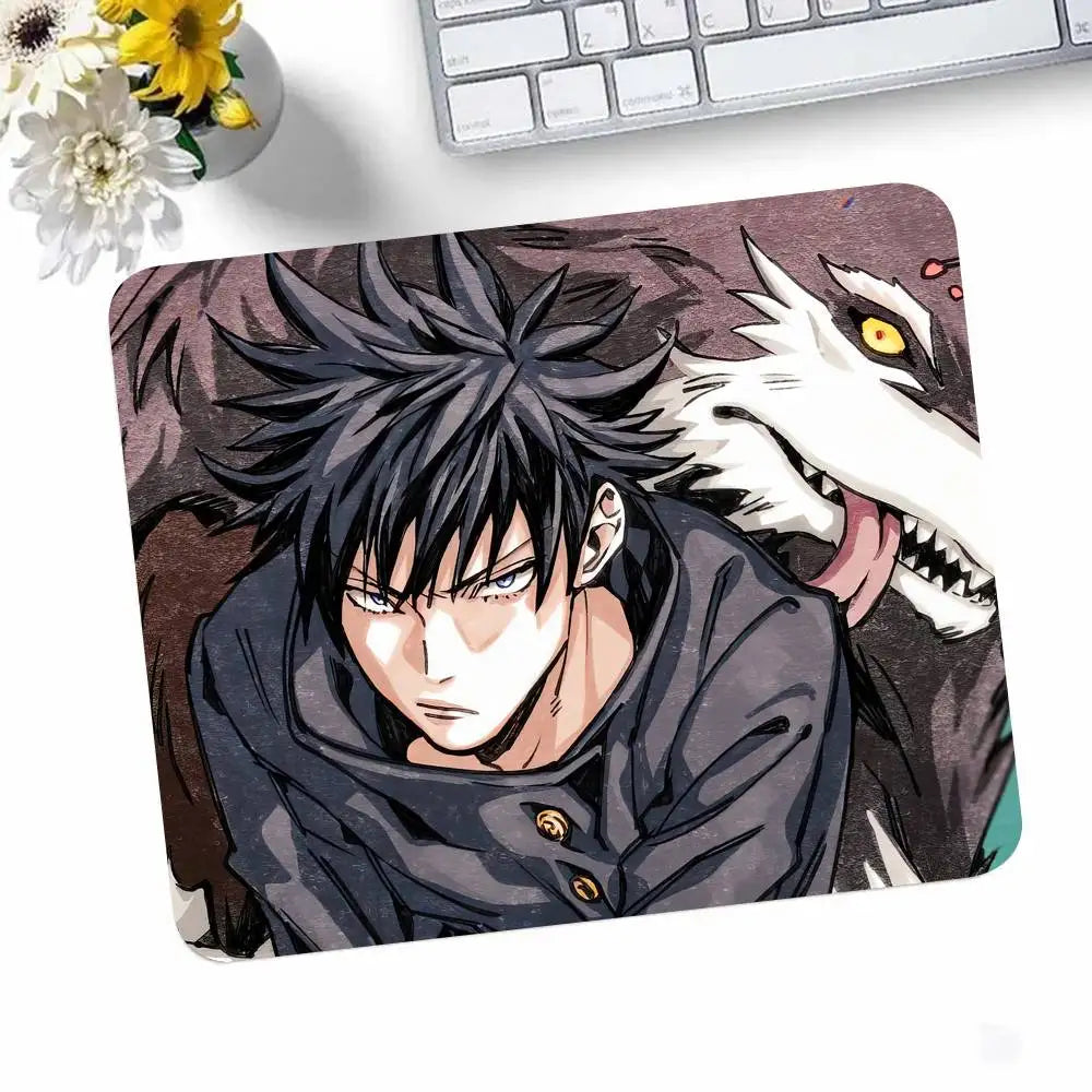 Anime Jujutsu Kaisen Fushiguro Megumi Mousepad Small LockEdge Mouse Pad For Gamers Computer Desk Pad Rectangular Anti-slip