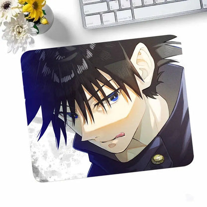 Anime Jujutsu Kaisen Fushiguro Megumi Mousepad Small LockEdge Mouse Pad For Gamers Computer Desk Pad Rectangular Anti-slip