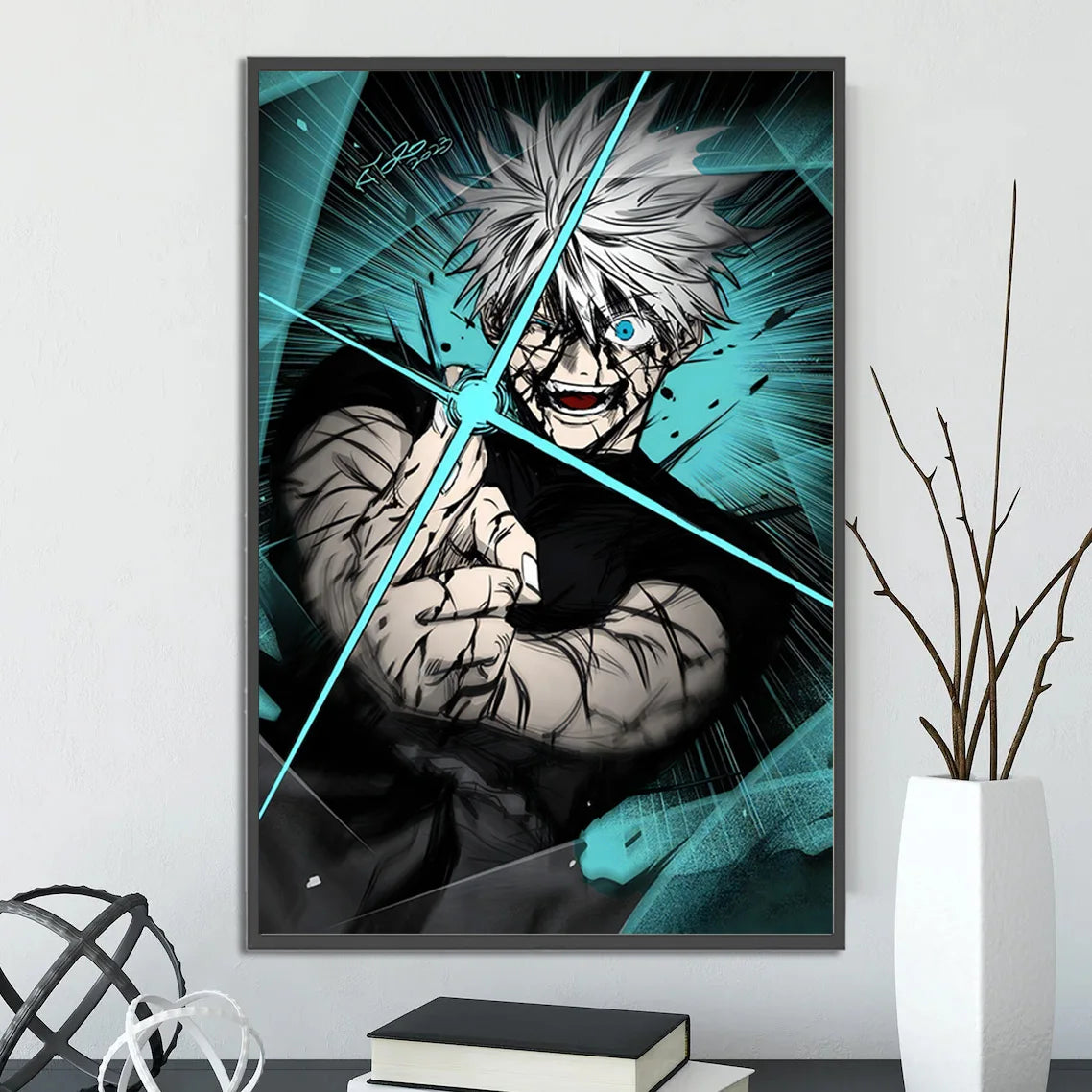 J-Jujutsu Self-adhesive Poster Anime Figures Home Decoration Painting Wall Art Bedroom Cartoons Decor Gojo Satoru Wallpaper