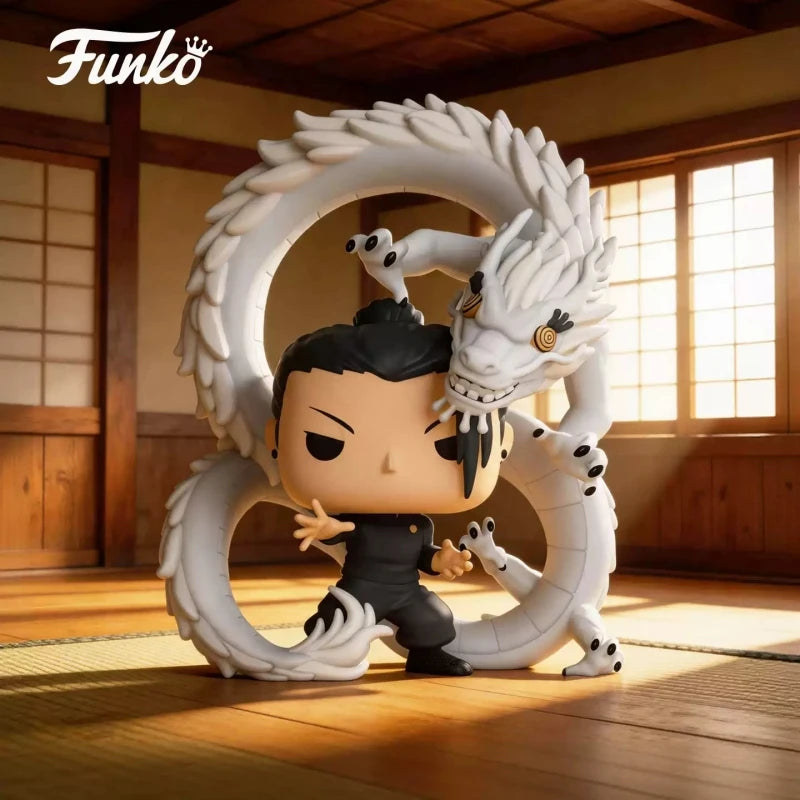 Original Funko POP! Premium Jujutsu Kaisen #1891 Suguru Geto with Cursed Spirit Dragon Figure Anime Collectible Desktop Display