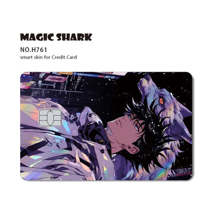 J-Jujutsu K-Kaisen Anime Laser Holographic Itadori Yuji Megumi Fushiguro Gojo Satoru Credit Debit Bank Card Sticker Film Skin