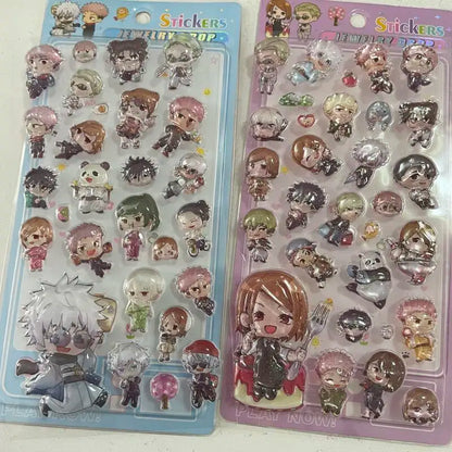 Kawaii Cartoon Jujutsu Kaisen 3D Crystal Relief Sticker Student Reward Anime Peripheral Sticker Collection Phone Case Decoration