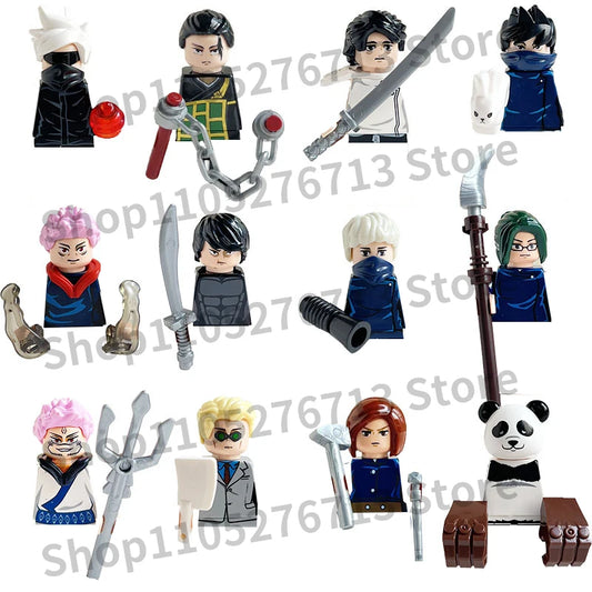 12Pcs/Set Anime Cartoon Jujutsu Kaisen Gojo Satoru Itadori Yuj Fushiguro Megumi Okkostu Yuta Building Blocks Figure Kids Toy
