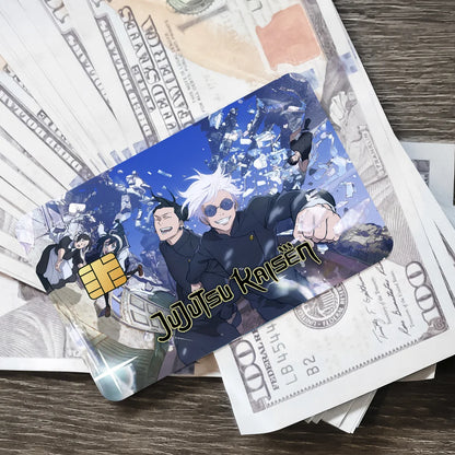 J-Jujutsu Kaisen Fushiguro Toji Anime Film Skin Cover Credit Card Stickers 4PCS Debit Front Decoration Bank Bus Pass Waterproof