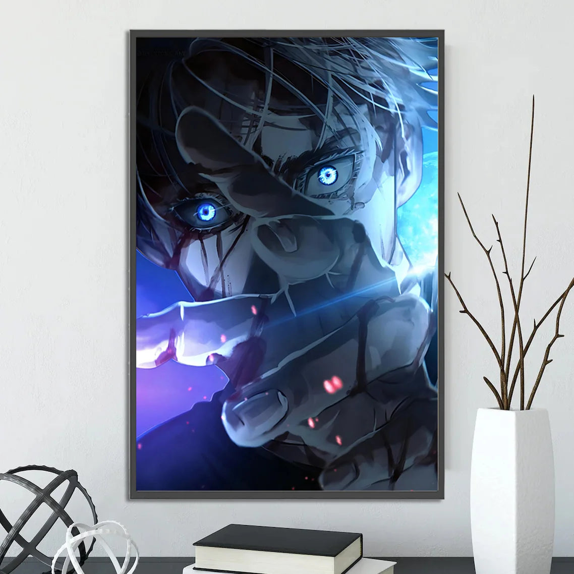 J-Jujutsu Gojo Satoru Self-adhesive Poster Anime Wallpaper Figures Home Decoration Painting Wall Art Bedroom Cartoons Decor
