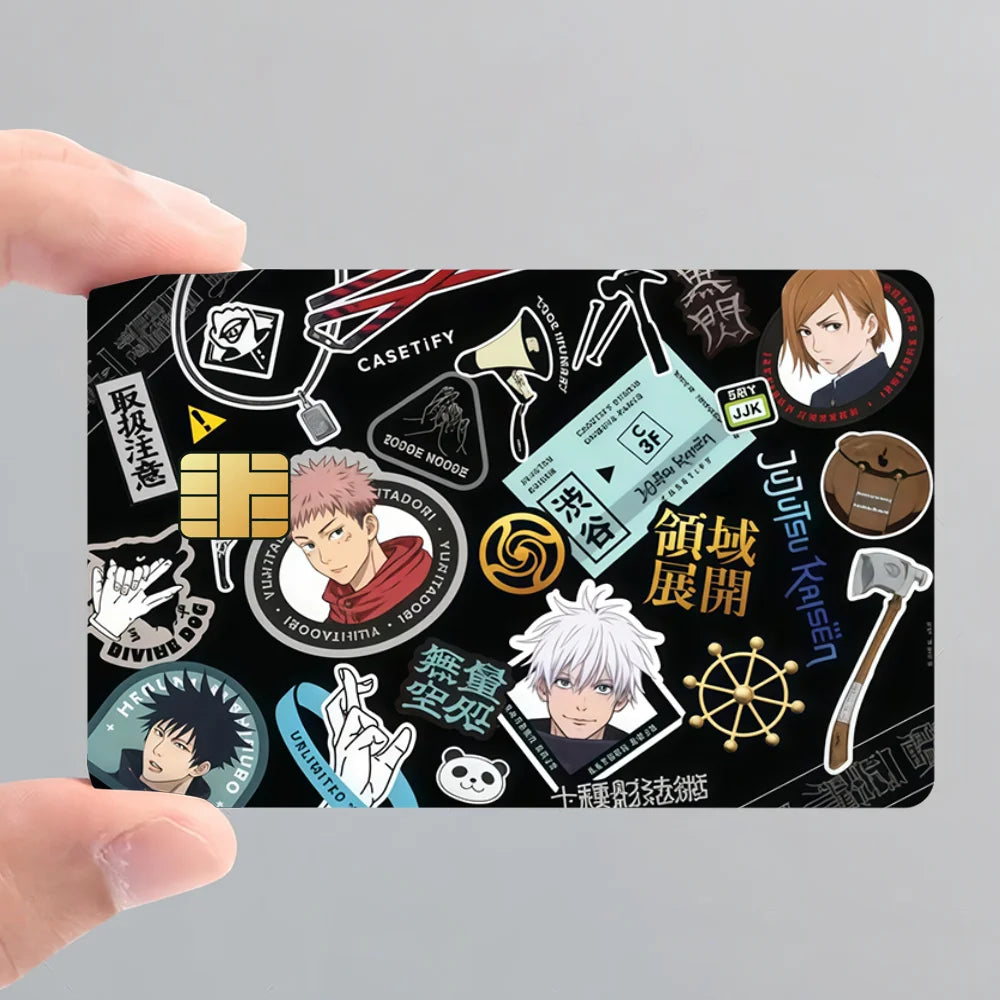 J-Jujutsu Kaisen Fushiguro Toji Anime Film Skin Cover Credit Card Stickers 4PCS Debit Front Decoration Bank Bus Pass Waterproof