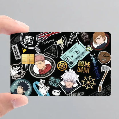 J-Jujutsu Kaisen Fushiguro Toji Anime Film Skin Cover Credit Card Stickers 4PCS Debit Front Decoration Bank Bus Pass Waterproof
