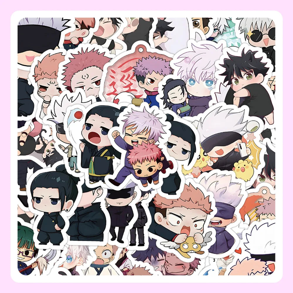 51-73pcs Set Jujutsu Kaisen Anime Itadori Yuji Gojo Satoru Geto Suguru Figures Cute Cartoon Diy Stickers Fans Peripheral Gift