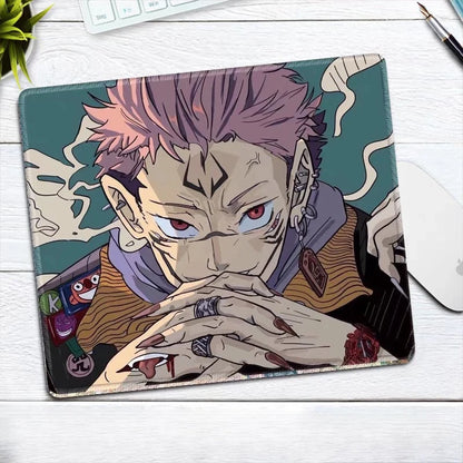 Premium Anime Jujutsu Kaisen Gojo Satoru Leather Mouse Pad Ryomen Sukuna Fushiguro Megumi E-sports Table Mat Small Keyboard Pad