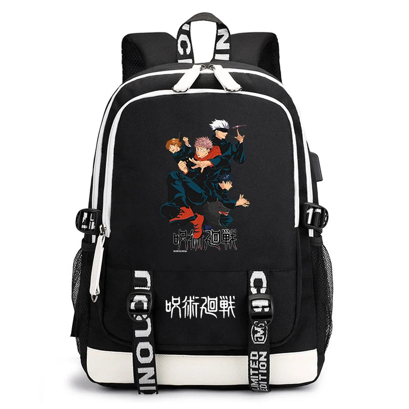 Sac à dos imprimé anime Jujutsu Kaisen, sac d'école pour étudiant, sac USB, cadeau de rentrée scolaire