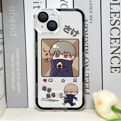 Coque de téléphone mignonne Jujutsu Kaisen Anime pour iPhone 16 15 14 13 12 11 Pro MAX Mini XS X SE2 8 7 Plus Cover Satoru Gojo Comics Fundas