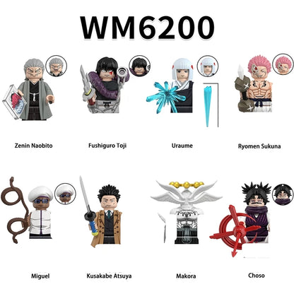 8 pièces/ensemble Jujutsu Kaisen Itadori Yuji Fushiguro Megumi Anime Mini homme blocs Figure