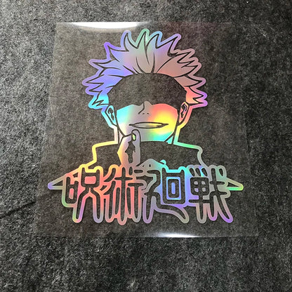 Jujutsu Kaisen Anime Peripherals Gojo Satoru Car Reflective Laser Stickers Motorcycle Computer Notebook Computer Case Stickers