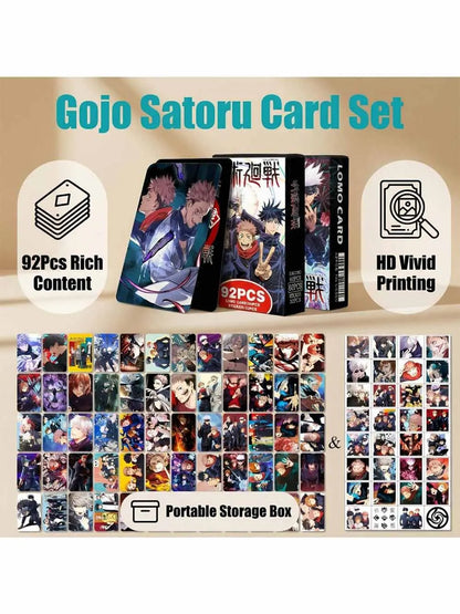 Anime Merch Jujutsu Kaisen Photocard Set 92PCS Gojo Satoru Collectible Anime Photo Cards 2026 Hot HD Print Fans Gifts for Kids