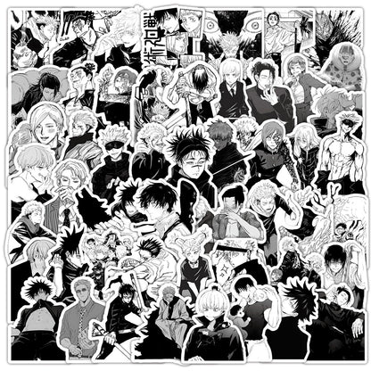 10/30/50/100pcs Classic Anime Jujutsu Kaisen Cartoon Stickers Black White Graffiti Decals for Kids Toys Cool Japan Manga Sticker