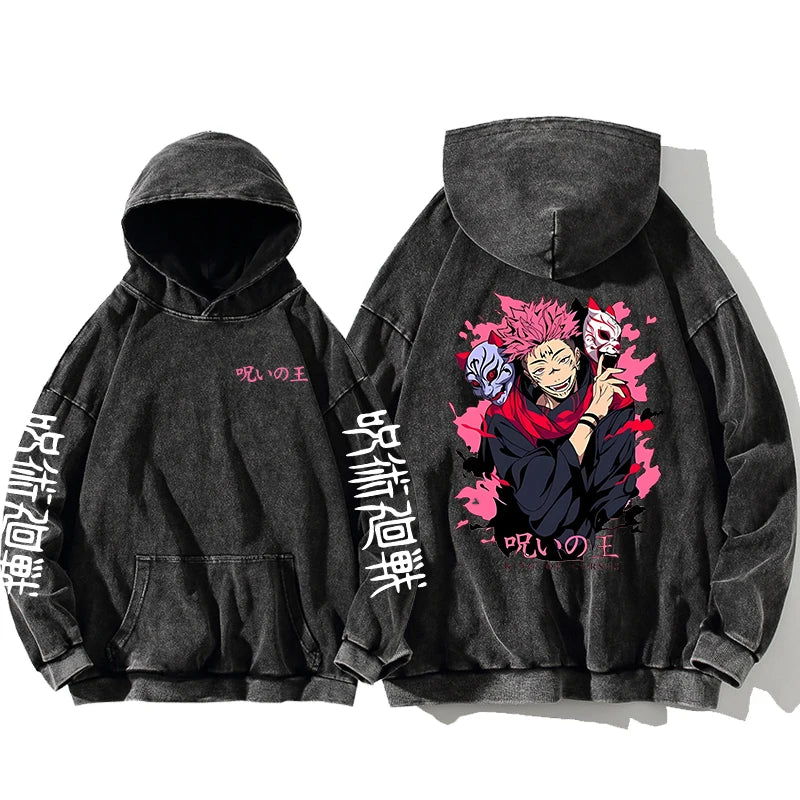 Jujutsu Kaisen Satoru Gojo Sweatshirts Anime Men's High Quality 100% Washed Cotton Hoodie Winter Oversized Streetwear Clothing - Jujutsu Kaisen Merch - Free Shipping Buy Now
