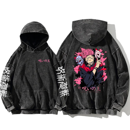 Jujutsu Kaisen Satoru Gojo Sweatshirts Anime Men's High Quality 100% Washed Cotton Hoodie Winter Oversized Streetwear Clothing - Jujutsu Kaisen Merch - Free Shipping Buy Now