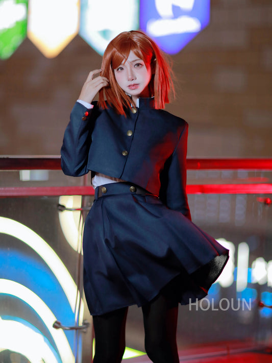 HOLOUN Jujutsu JJK Manga Anime Kugisaki Nobara Cosplay Costume Wig Jacket Skirt Rose Net Synthetic Halloween Christmas - Jujutsu Kaisen Merch - Free Shipping Buy Now