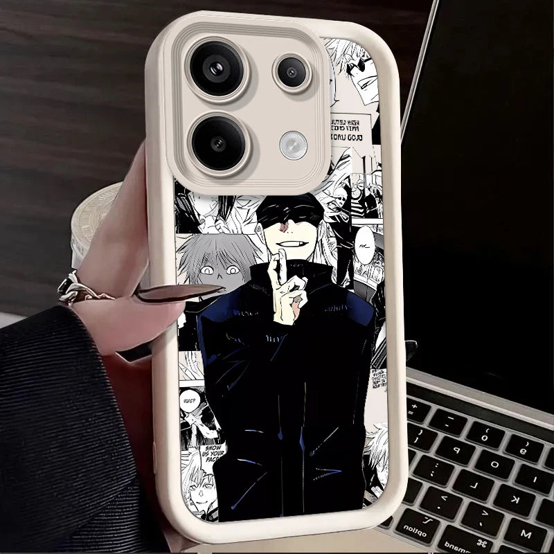 Coque de téléphone inspirée de l'anime Jujutsu Kaisen pour Xiaomi Redmi Note 13, 12 Pro Plus, 4G, 5G, 13C, 12C Turbo, 11, 11S, 10, 10S, 9, 10A, 10C, 9C, A2, A1