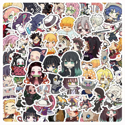 Lot de 50/100 autocollants dessin animé Attack On Titan Jujutsu Kaisen, autocollants imperméables pour skateboard, ordinateur portable, voiture, moto