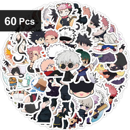Lot de 30/60/180 autocollants Jujutsu Kaisen, dessin animé, mignon, Satoru, Gojo, Itadori, Yuji, papeterie, téléphone, ordinateur portable, agenda, Kawaii